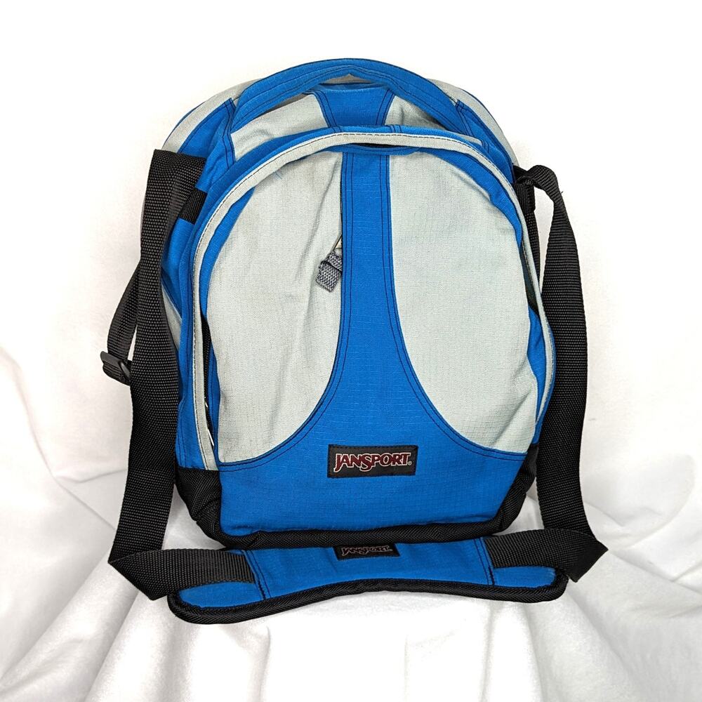Vintage JanSport Messenger Bag Blue Crossbody School Laptop Bag Retro